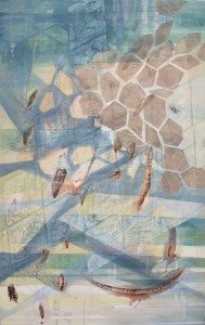 aus der Serie semipermeabel, Papier und Ölfarbe auf leinwand, 200 x 130 cm Nadja Nafe